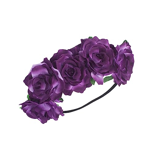 DOITOOL kopfschmuck Haarbänder Tiara Stirnband rosafarbenes Haarband Blumenstirnbänder für Mädchen die Blumen Kopfbedeckung Beflocktes Tuch Braut Violett von DOITOOL