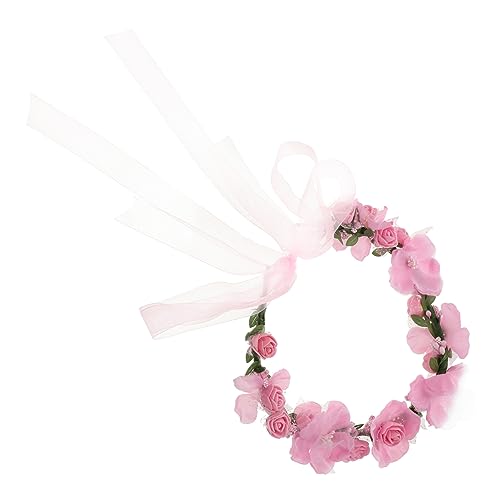 DOITOOL Künstlicher Blumenkranz Haarschmuck Für Frauen Hochzeitskopfschmuck Für Die Braut Hochzeitsblumenkrone Haarschmuck Für Blumenmädchen Strandresort Plastik Blütenkopf Die Blumen Rosa von DOITOOL