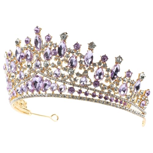 DOITOOL Lila Braut Krone Glitzer Für Lila Dekor Dekorative Braut Prinzessinnenkrone Für Mädchen Prinzessinnenkronen Modische Stirnbänder Partykrone Tiaras Violett Blitz Stirnband Legierung von DOITOOL