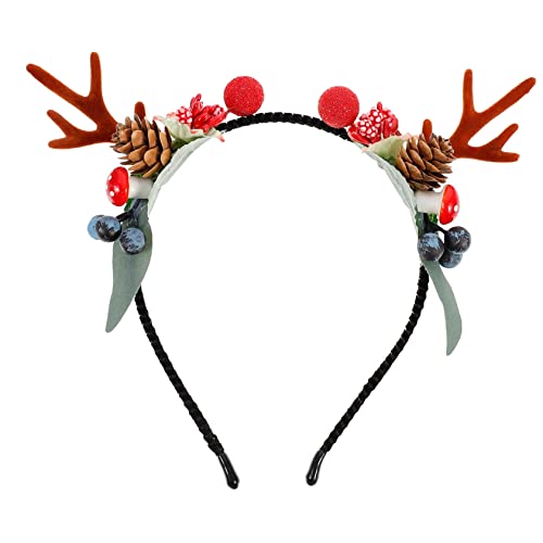 DOITOOL Stirnband Weihnachtliches Hirschhaar-accessoire Weihnachtshaar Weihnachten Rentiergeweih Weihnachts Rentier Haarband Beeren Dekoration Hirschhaarband Abs Mädchen Geschenk Lustig von DOITOOL