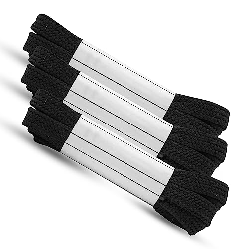 DOJA Barcelona | Flache Schnürsenkel | 3er-| 1200 x 5mm | Schwarz | Schuhbänder flach für Laufschuhe | Sportliche Schnürsenkel für Damen und Herren, flache bunte Schnürsenkel für Kinder von DOJA Barcelona