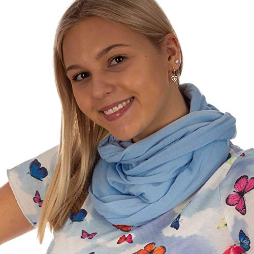 DOLCE ABBRACCIO by RiemTEX Loop Schal Damen Schlauchschal mit Geheimfach Kuscheliger Loopschal aus Jersey Halstuch in Uni Farben (Babyblau) von DOLCE ABBRACCIO by RiemTEX