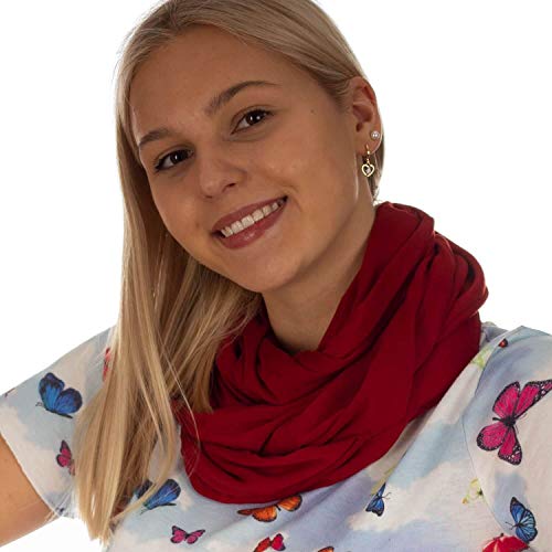 DOLCE ABBRACCIO by RiemTEX Loop Schal Damen Schlauchschal mit Geheimfach Kuscheliger Loopschal aus Jersey Halstuch in Uni Farben (Bordeaux) von DOLCE ABBRACCIO by RiemTEX