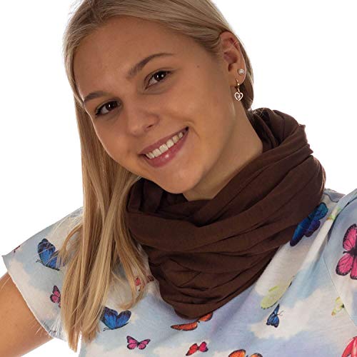 DOLCE ABBRACCIO by RiemTEX Loop Schal Damen Schlauchschal mit Geheimfach Kuscheliger Loopschal aus Jersey Halstuch in Uni Farben (Braun) von DOLCE ABBRACCIO by RiemTEX