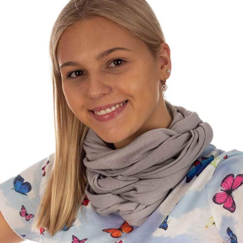 DOLCE ABBRACCIO by RiemTEX Loop Schal Damen Schlauchschal mit Geheimfach Kuscheliger Loopschal aus Jersey Halstuch in Uni Farben (Grau) von DOLCE ABBRACCIO by RiemTEX