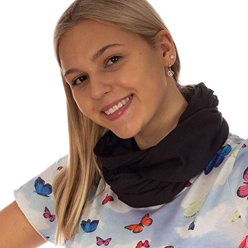 DOLCE ABBRACCIO by RiemTEX Loop Schal Damen Schlauchschal mit Geheimfach Kuscheliger Loopschal aus Jersey Halstuch in Uni Farben (Schwarz) von DOLCE ABBRACCIO by RiemTEX