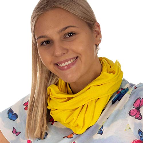 DOLCE ABBRACCIO by RiemTEX Loop Schal Damen Schlauchschal mit Geheimfach Kuscheliger Loopschal aus Jersey Halstuch in Uni Farben (Sonnengelb) von DOLCE ABBRACCIO by RiemTEX