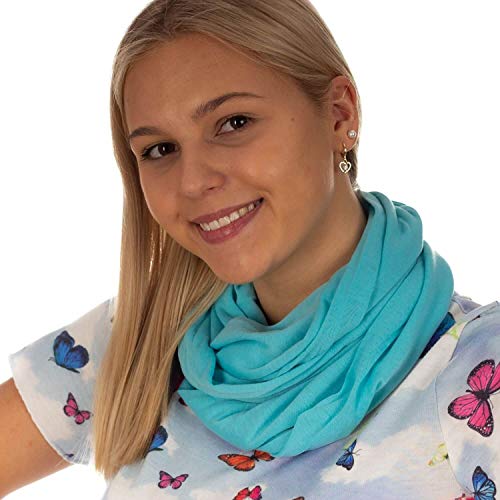 DOLCE ABBRACCIO by RiemTEX Loop Schal Damen Schlauchschal mit Geheimfach Kuscheliger Loopschal aus Jersey Halstuch in Uni Farben (Teal) von DOLCE ABBRACCIO by RiemTEX