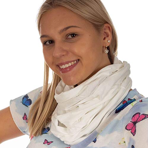 DOLCE ABBRACCIO by RiemTEX Loop Schal Damen Schlauchschal mit Geheimfach Kuscheliger Loopschal aus Jersey Halstuch in Uni Farben (Weiß) von DOLCE ABBRACCIO by RiemTEX