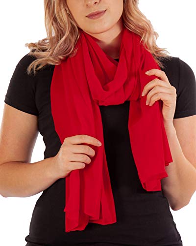 Schal Damen PRIMAVERA Schals & Tücher in Rot Stola Halstuch Pashmina aus Chiffon für Sommer Frühling Ganzjährig XXL Tuch Damenschal Chiffontuch (Rot) von DOLCE ABBRACCIO by RiemTEX