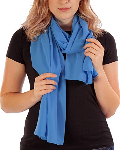 Schal Damen PRIMAVERA XXL Schals & Tücher in Hellem Blau Halstuch Stola Pashmina aus Chiffon für Sommer Frühling Ganzjährig Tuch Damenschal Chiffontücher (Hellblau) von DOLCE ABBRACCIO by RiemTEX