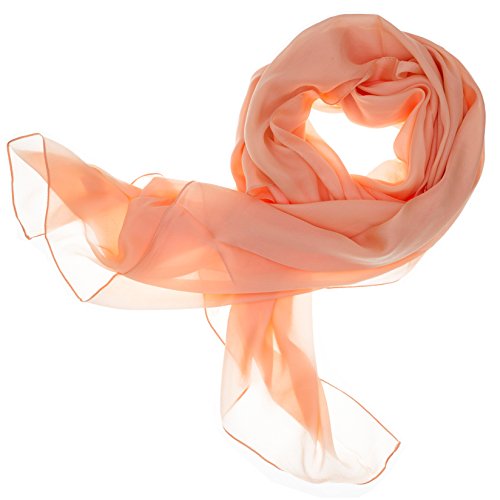 DOLCE ABBRACCIO by RiemTEX ® Schal Damen LADY SUNSHINE Seidentuch Tücher mit hohem Seidenanteil Pashmina Stola Tuch Halstuch in Pfirsich Orange Kopftuch Damen Seidenschal Elegante Schals (Pfirsich) von DOLCE ABBRACCIO by RiemTEX