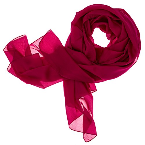 DOLCE ABBRACCIO by RiemTEX ® Schal Damen LADY SUNSHINE Seidentuch Tücher mit hohem Seidenanteil Pashmina Stola Tuch Halstuch in Magenta Rot Kopftuch Damen Seidenschal Elegante Schals (Magenta) von DOLCE ABBRACCIO by RiemTEX