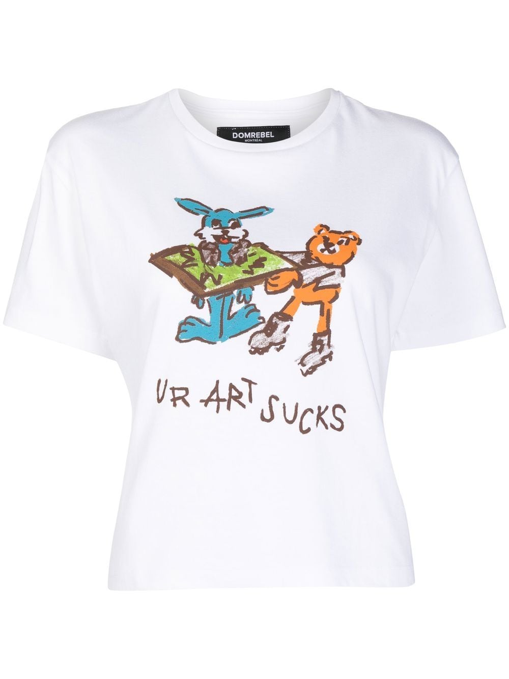 DOMREBEL T-Shirt mit Ur Art Sucks-Print - Weiß von DOMREBEL