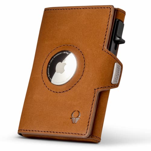 DONBOLSO Slim Wallet Austin Air I Minimalistischer Push Up Kartenhalter mit Apple AirTag Fach, Platz für 10 Karten & RFID Schutz I Kompaktes Leder Kreditkartenetui I Mini Portemonnaie Herren von DONBOLSO