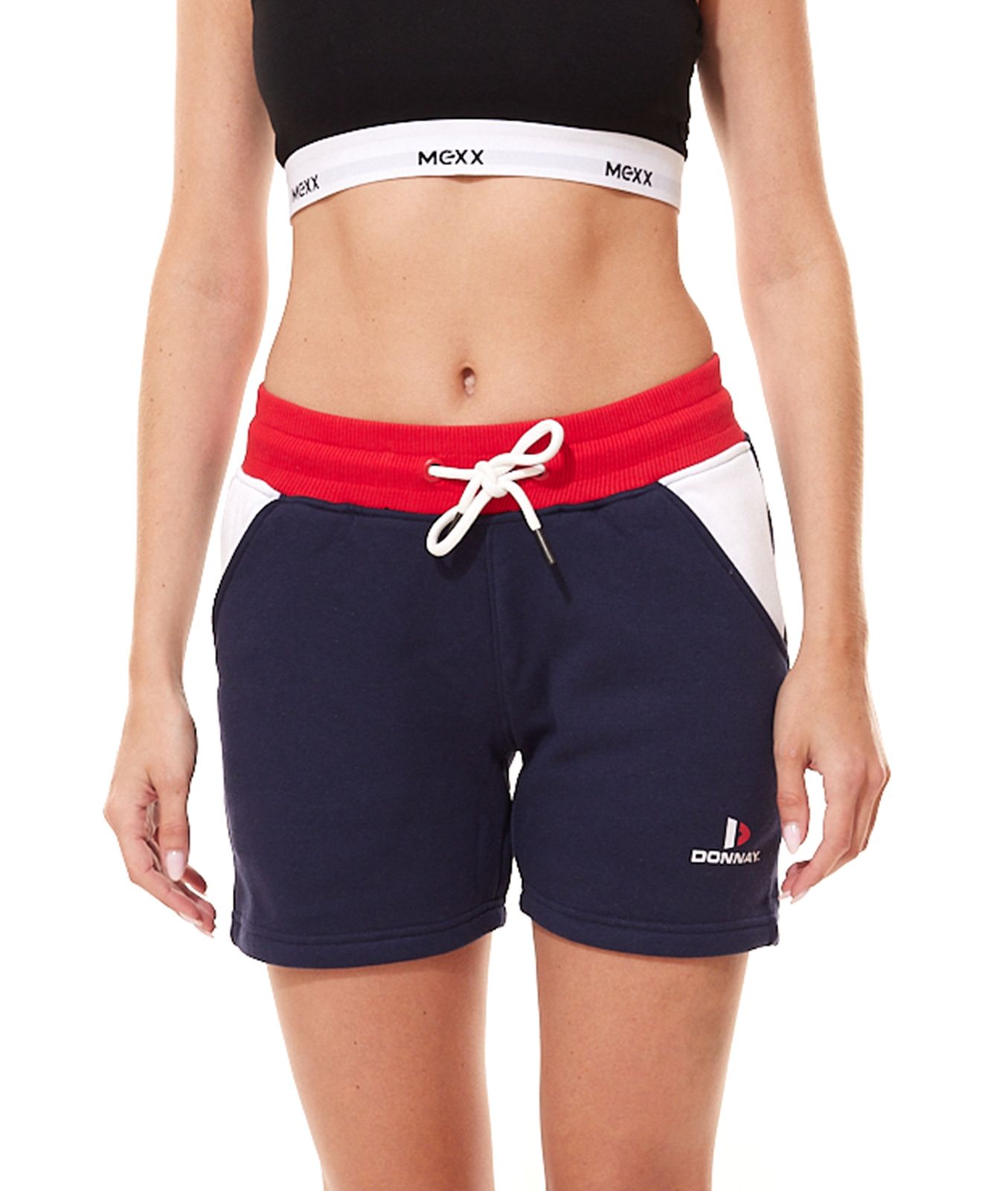 DONNAY Fitness Shorty Damen Sport-Hose bequeme Sweat-Shorts Blau/Rot/Weiß von DONNAY