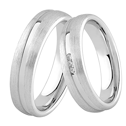 DOOSTI Damen Herren Ring für Paare zur Verlobung 925 Sterling Silber Partner Ring als Verlobungsring Ehering Trauring (Ring mit Zirkonia, 58) von DOOSTI