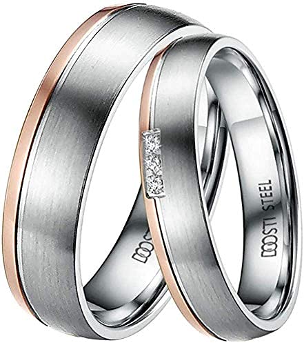 DOOSTI Ring für Damen Herren Partnerring Edelstahl Bicolor Silber Rosegold ohne/mit Zirkonia Ehering Trauring Freundschaftsring Hochzeit Ringe Frau Mann (Damenring, 48 (15.3)) von DOOSTI