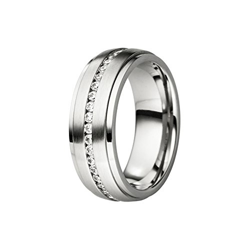 DOOSTI Partnerring/Trauring Glamour LINE mit Zirkonia Chirurgischer Edelstahl mit Gratis Gravur von DOOSTI