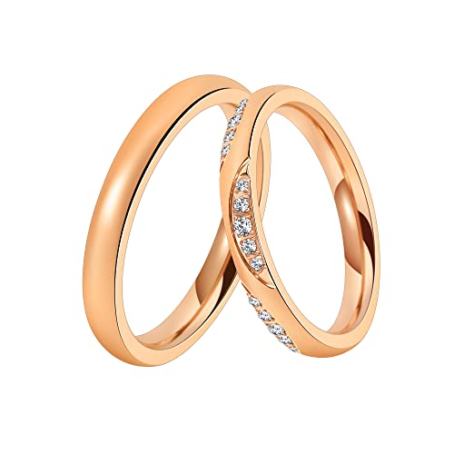 DOOSTI Trauring/Ehering/Partnerring INSPIRATION ROSE Chirurgischer Edelstahl 316L - hochwertiger Edelstahlring Rosegold vergoldet Damen und Herren Variante Mit Gratis Gravur (Ring ohne Zirkonia, 62) von DOOSTI