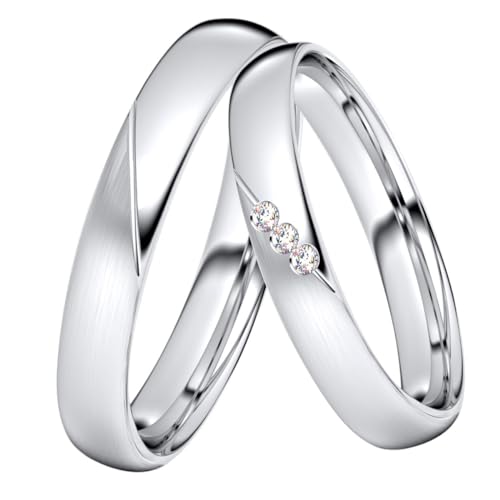 DOOSTI Trauring/Ehering/Partnerring - SWEET Silber 925/- Silber Ring - hochwertiger Silberring - Damen und Herren Variante (Ring mit Stein, 46) von DOOSTI