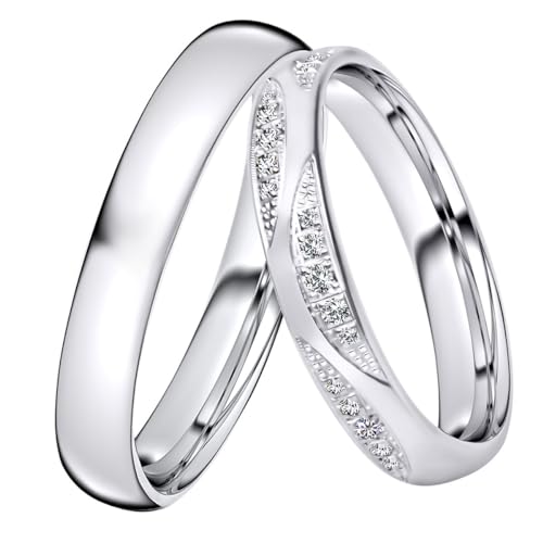 DOOSTI Trauring/Ehering/Partnerring - Silber 925/- Silber Ring - hochwertiger Silberring - Damen und Herren Variante - Mit Gratis Wunschgravur (Ring ohne Zirkonia, 58) von DOOSTI