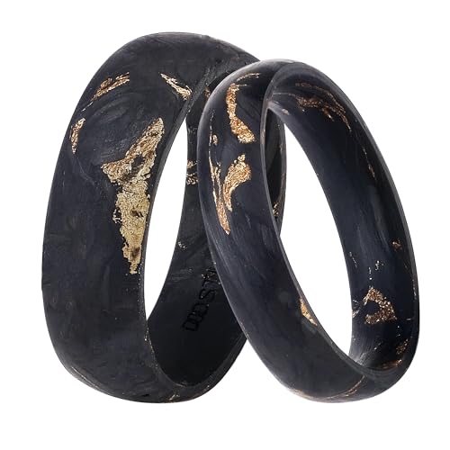 DOOSTI Trauring/Ehering/Partnerring aus Carbon - UNIQUE- Carbon marmoriert - Damen und Herren Variante - inklusive Gratis Gravur (Ring Breite 7 mm, 70) von DOOSTI