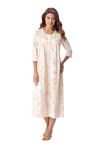 DOROTA Elegantes, langes Damen-Baumwoll-Nachthemd/Sleepshirt oder Morgenmantel, Made in EU, Sleepshirt-lachs, Gr. M (38) von DOROTA