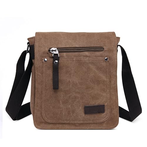 DORRISO Umhängetasche für Herren Stilvoll Klassisch Schultertasche im Freien Wandern Reisen Unternehmen Sling Tasche Männer Crossbody Umhängetaschen für Junge Menschen Braun von DORRISO