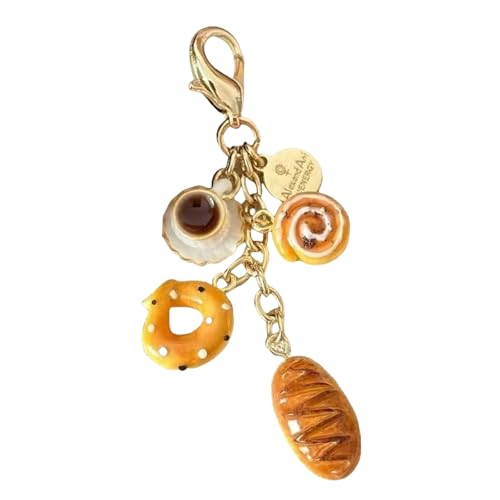 DOSERTY Münzhalter in Kaffeetassen- und Brotform, modischer Schlüsselanhänger, tragbarer Taschenanhänger, handgefertigt, Ornament für Schlüssel DOSERTY Münzhalter in Kaffeetassen- und Brotform, modischer Schlüsselanhänger, tragbarer Taschenanhänger, handgefertigt, Ornament für Schlüssel von DOSERTY