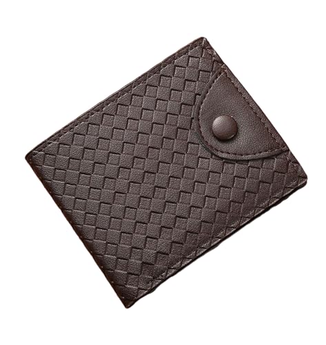 DOTBUY-SHOP Gewebte Muster Stil Herren Geldbörse Leder, Geldbeutel für Männer - Portemonnaie Bifold Geldbörse, 3 Fächer für Kreditkarten + 1 Fotofenster + 2 Geldscheinfächer (Kaffeefarbe) von DOTBUY-SHOP