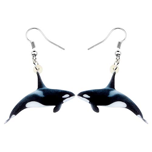 DOWAY Acryl Charme Wal Ohrringe Hängend Schmuck Ozean Fisch Dekoration für Damen Mädchen lustige Party Geschenke (Schwarz) von DOWAY