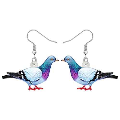 DOWAY Cute Acryl Cartoon Taube Ohrringe Anhänger Anhänger Mode Tiere Vogel Schmuck für Damen Mädchen Charms Tauben Geschenk (Marineblau) von DOWAY