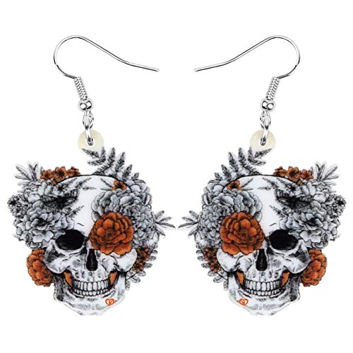 DOWAY Cute Acryl Halloween Horror Skull Ohrringe Für Frauen Damen Mädchen Schädel Party Dekoration Geschenke (Schwarz) von DOWAY