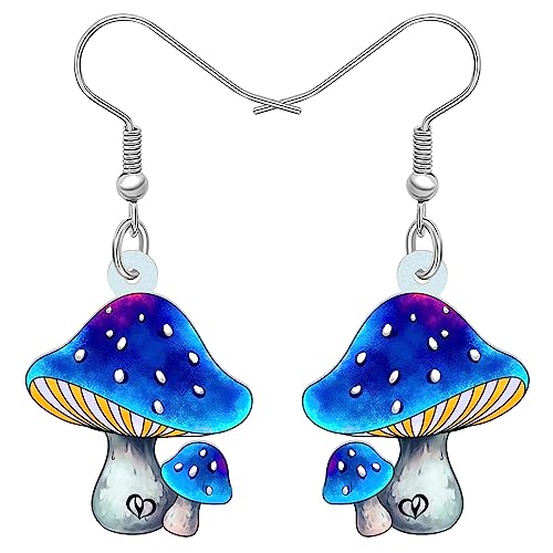 DOWAY Cute Acryl Pilz Ohrringe Anhänger lustig Pilz Schmuck Geschenke für Damen Teenager Mädchen Charms Lebensmittel Deko (Blau) von DOWAY