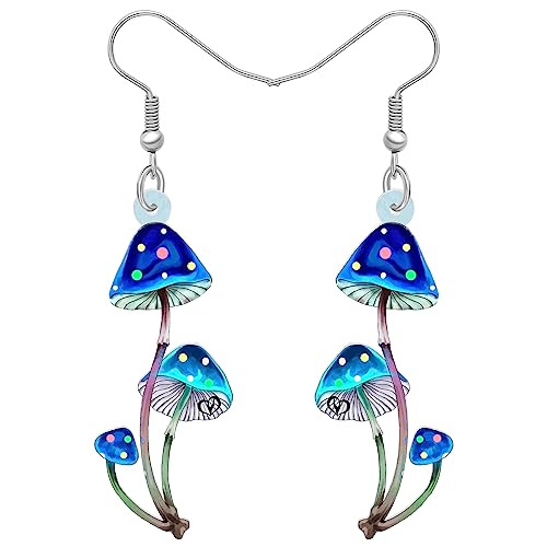 DOWAY Cute Acryl Pilz Ohrringe Anhänger lustig Pilz Schmuck Geschenke für Damen Teenager Mädchen Charms Lebensmittel Deko (Marineblau) von DOWAY