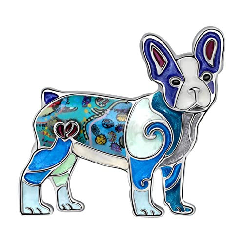 DOWAY Cute Emaille Französische Bulldogge Brosche Pins Haustier Hund Schmuck Geschenk für Damen Frauen Abzeichen Kleidung Taschen Jacken Charms (Marineblau) von DOWAY