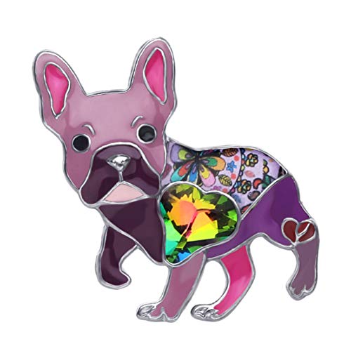 DOWAY Cute Emaille Französische Bulldogge Brosche Pins Haustier Hund Schmuck Geschenk für Damen Frauen Abzeichen Kleidung Taschen Jacken Charms (Violett) von DOWAY