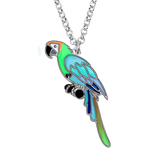 DOWAY Emaille Tropen Aras Papagei Vogel Halskette Bird Geschenke für Damen Mädchen Legierung Kette Mode Papagei Schmuck (Blau) von DOWAY