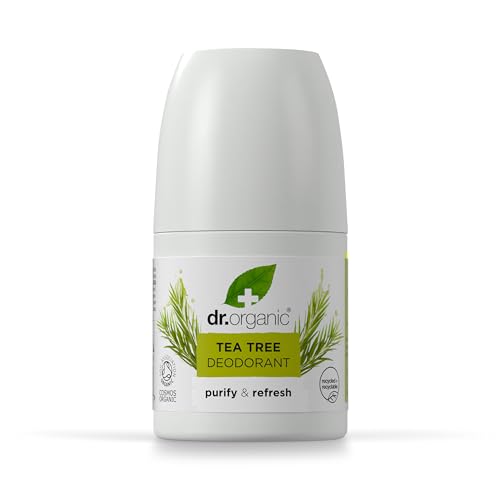 Dr Organic Teebaum Deodorant, Aluminiumfrei, Für Männer und Frauen, Natürlich, Vegan, Tierversuchsfrei, Paraben- & SLS-frei, Recycelt & Recyclebar, Zertifiziert Bio, 50ml von Dr.Organic