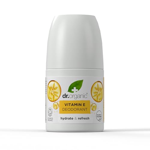 Dr Organic Vitamin E Deodorant, Aluminiumfrei, Männer, Frauen, Natürlich, Vegan, Tierversuchsfrei, Paraben- & SLS-frei, Zertifiziert Bio, 50ml von Dr.Organic