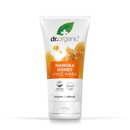 Dr. Organic Manuka Honig Gesichtswaschmittel, Reinigend, Trockene Haut, Herren, Damen, natürlich, vegetarisch, tierversuchsfrei, paraben- und SLS-frei, recycelt & recycelbar, biologisch, 150ml von Dr.Organic