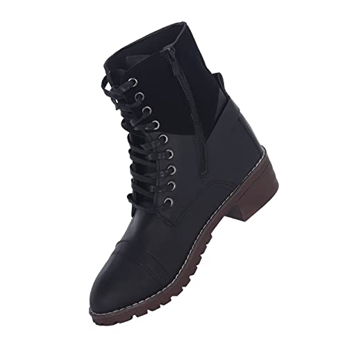 DRALOFAO Damen Boots Warme Modische Schuhe Wasserdicht Leicht Dicke Herbst Stiefel Rutschfeste Schwarz Elegant Winter Boots Damenschuhe Schneestiefel, Schuhe Damen Herbst von DRALOFAO