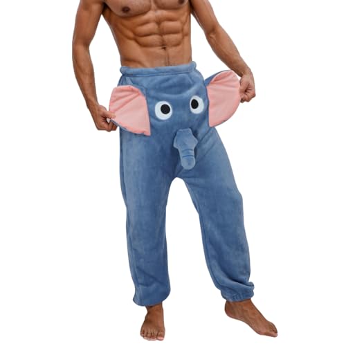 Lustig Elefanten Jogginghose mit Rüssel Lang Herren Damen Pyjamahose Lang Elefant Hose Herren Thermohose Freizeithose Winter Hosen Jungen Mädchen von DRALOFAO