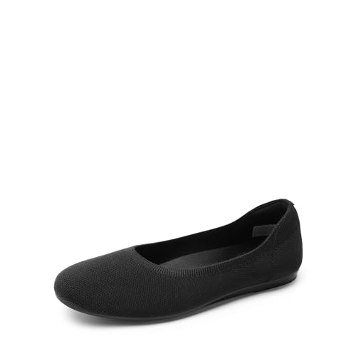 DREAM PAIRS Damen Ballerina Flache Atmungsaktive Maschenware Schuhe Runde Zehe Strick Kleid Schuhe Slip On Ballerina Bequem Weich,Size 40.5,SCHWARZ,SDFA2423W von DREAM PAIRS