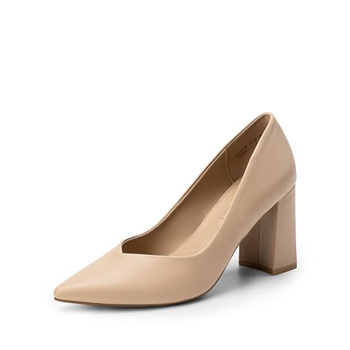 DREAM PAIRS Damen Pumps mit hohem Blockabsatz, Party-Schuhe, elegant, zum Hineinschlüpfen,Size 41,Nackt/Pu,SDPU2229W DREAM PAIRS Damen Pumps mit hohem Blockabsatz, Party-Schuhe, elegant, zum Hineinschlüpfen,Size 41,Nackt/Pu,SDPU2229W von DREAM PAIRS