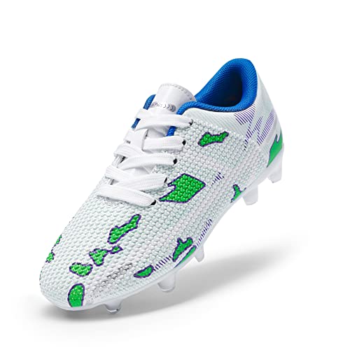 DREAM PAIRS Fußballschuhe Kinder Jungen Fußballschuhe Mädchen Atmungsaktive Fussball Schuhe Unisex Halle Trainingsschuhe Sportschueh für Outdoor,Size 30,Weiss/GRÜN,SDSO2301K von DREAM PAIRS