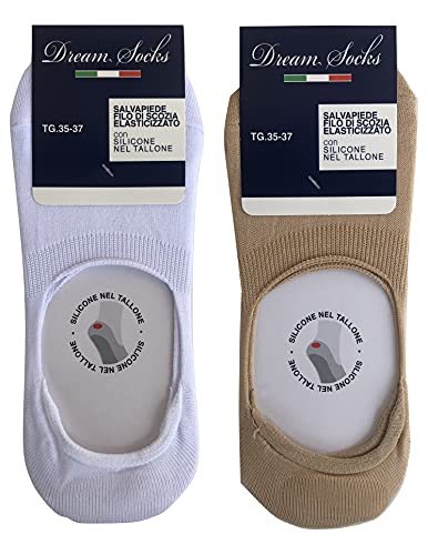 6 Paar unsichtbare niedrige Socken für Damen Herren mit Silikon in der Ferse für Sneaker , Mokassins, atmungsaktive Socken in Stretch-Lisle, schwarz weiß beige (3 Paare Beige + 3 Paare Weiß, 44-46) von DREAM SOCKS