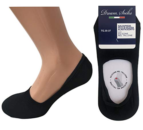 DREAM SOCKS 6 Paar unsichtbare niedrige Socken für Damen Herren mit Silikon in der Ferse für Sneaker, Mokassins, atmungsaktive Socken in Stretch-Lisle, schwarz weiß beige (6 Paare schwarz, 44-46) von DREAM SOCKS