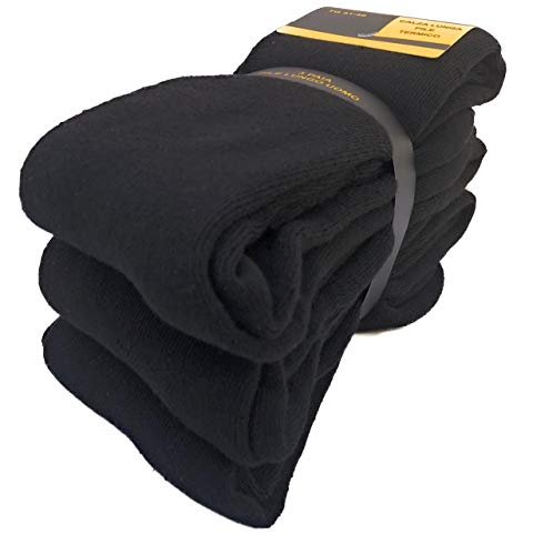 DREAM SOCKS lange Socken aus Thermo-Fleece, Winter-Skisocken gegen Kälte, dicke Socken mit hoher Wärmeisolierung, verschiedene Sortimente (3er-Pack oder 6er-Pack) (41-46, 3 Paare BLACK) von DREAM SOCKS